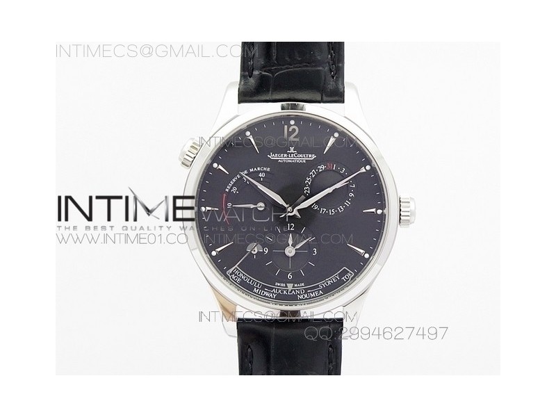 예거르쿨트르 마스터 MASTER CONTROL POWER RESERVE SS BLACK DIAL ON BLACK LEATHER STRAP A939