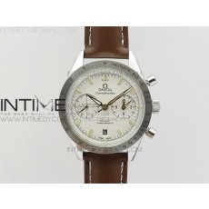 OM공장 오메가 스피드마스터57 스틸 화이트다이얼 옐로우골드인덱스 브라운가죽스트랩 SPEEDMASTER '57 CO-AXIAL  WHITE DIAL YG MARKERS ON BROWN LEATHER STRAP A9300 (FREE THE LEATHER STRAP)