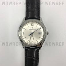 ZF공장 예거르쿨트르 마스터컨트롤 데이트 MASTER GRANDE ULTRA THIN 1548420 SS  WHITE DIAL ON BLACK LEATHER STRAP A899/1