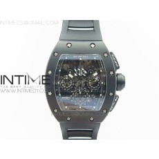 KU공장 리차드밀 RM011 풀세라믹 스켈레톤 크로노그래프 RM011 CERAMIC CHRONOGRAPH CRYSTAL SKELETON DIAL BLACK ON BLACK RUBBER STRAP A7750 KV공장