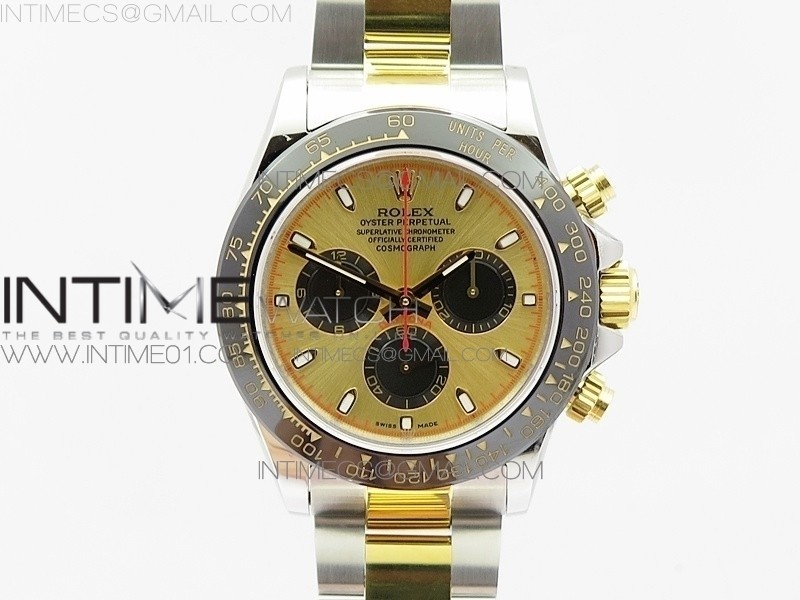 JH공장 롤렉스 세라믹 데이토나 콤비 샴페인다이얼 블랙서브다이얼 DAYTONA SS/YG CERAMIC BEZEL GOLD DIAL ON SS/YG BRACELET A7750