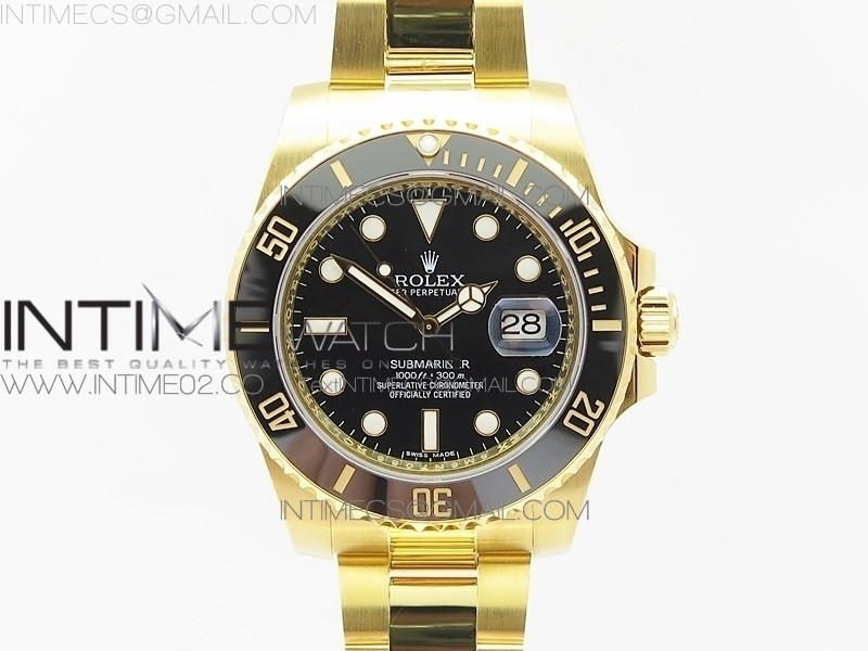 VR MAX 롤렉스 서브마리너 통포금 블랙다이얼 SUBMARINER 116618LB FULL YG WRAPPED BLACK DIAL ON FULL YG WRAPPED BRACELET A2836