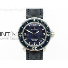 ZF 블랑팡 피프티패덤즈 청판 씨스루백 FIFTY FATHOMS SS BLUE BLUE DIAL ON SAIL-CANVAS STRAP A2836 (FREE TOOL)