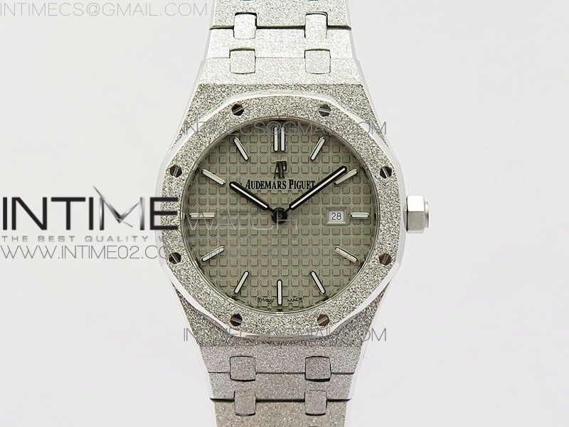 OM공장 오데마피게 로얄오크 15000 프로스티드골드 그레이다이얼 ROYAL OAK 33MM 15000 SATIN-POLISHED SS GRAY DIAL ON SS BRACELET QUARTZ