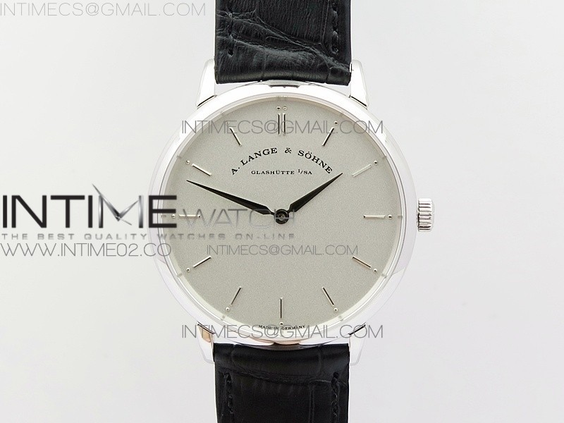 WF공장 아랑에운트죄네 색소니아씬 211026 스틸 크림화이트다이얼 가죽스트랩 SAXONIA THIN 211.026 SS CREAM WHITE DIAL ON BLACK LEATHER STRAP MIYOTA 9015