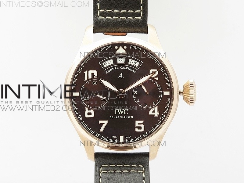 YL공장 IWC 빅파일럿 애뉴얼캘린더 로즈골드금장 생택쥐페리에디션 BIG PILOT REAL PR IW502706 RG BROWN DIAL ON BLACK CALFSKIN STRAP A52850