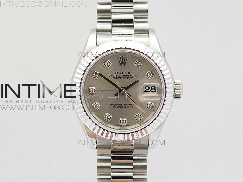 BP공장 롤렉스 여성용 데이저스트 28mm 스틸 실버 텐포인트다이얼 프레지던트브레이슬릿 DATEJUST 28MM SS SILVER DIAL ON SS BRACELET ETA2671