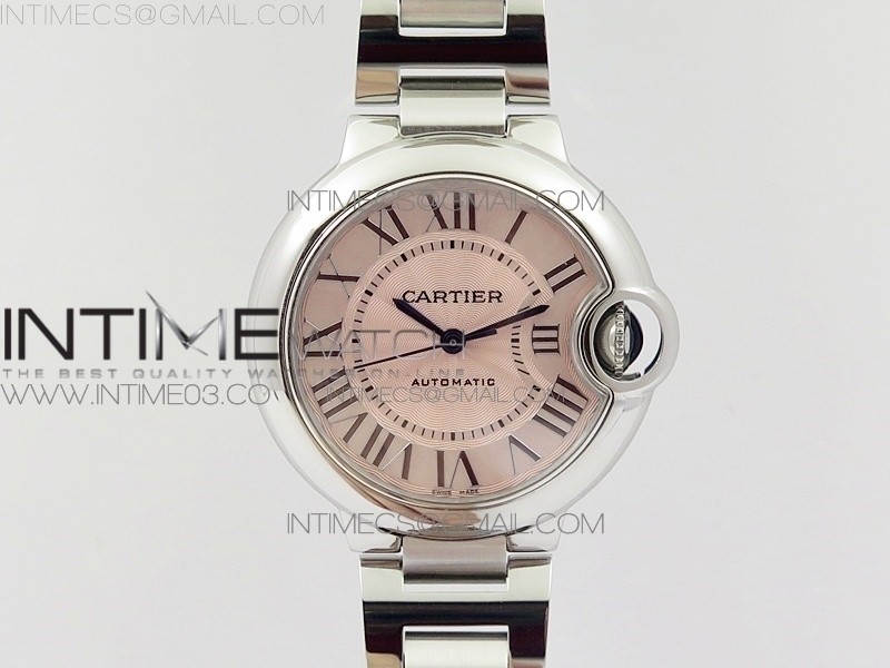 AF공장 까르띠에 발롱블루 33MM 스틸 핑크다이얼 브레이슬릿 BALLON BLEU 33MM SS PINK TEXTURED DIAL ON SS BRACELET CAL.076