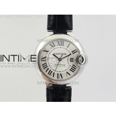 AF공장 까르띠에 발롱블루 33MM 스틸 화이트다이얼 블랙악어가죽스트랩 BALLON BLEU 33MM SS WHITE TEXTURED DIAL ON BLACK CROCO LEATHER STRAP CAL.076