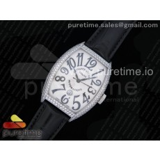 프랭크뮬러 카사블랑카 스틸 풀다이아몬드화이트앤블랙다이얼 블랙가죽스트랩 Casablanca SS Full Paved Diamonds White/Black Dial on Black Leather Strap MIYOTA 8215