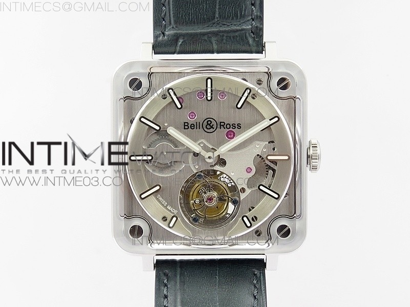 벨엔로스 익스페리멘탈 투어빌론 스틸 스켈레톤다이얼 가죽스트랩 EXPERIMENTAL 42.5MM SS CASE BR-X2 SKELETON DIAL ON GRAY LEATHER STRAP A BR-CAL.380