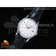 OX공장 파텍필립 칼라트라바 5296 스틸 화이트다이얼 가죽스트랩 Calatrava 5296G SS White Dial SS Hand on Black Leather Strap A324