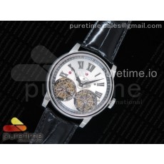 JB공장 로져드뷔 오마쥬 더블 플라잉투어빌론 스틸 화이트다이얼 가죽스트랩 Hommage Double Flying Tourbillon SS White Dial on Black Croco Leather Strap