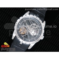 JB공장 로져드뷔 엑스칼리버 투어빌론 실버 스켈레톤다이얼 가죽스트랩 Excalibur Rddbex0393 SS Skeleton Dial on Black Leather Strap A2136 Tourbillon