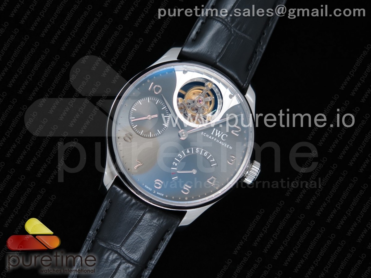 ZF공장 IWC 포르투기저 투어빌론 스틸 그레이다이얼 가죽스트랩 IWC Portuguese Tourbillon IW5046 SS Gray Dial on Black Leather Strap