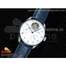 ZF공장 IWC 포르투기저 투어빌론 스틸 화이트다이얼 블루핸즈 가죽스트랩 IWC Portuguese Tourbillon IW5046 SS White Dial Blue Markers on Blue Leather Strap