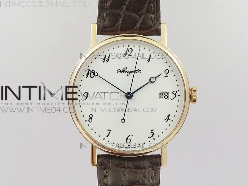 MK공장 V2 브레게 클래식 오토 5177 로즈골드 금통 화이트다이얼 가죽스트랩 CLASSIQUE AUTO 5177 RG  WHITE DIAL NUMERAL MARKERS ON BROWN LEATHER A777Q