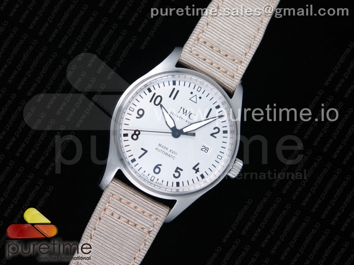 M+F공장 IWC 마크18 화이트다이얼 나일론스트랩 Mark XVIII IW327012 SS White Dial on White Nylon Strap A35111 (Free Nylon Strap)