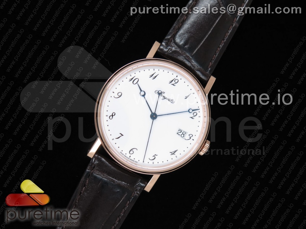 FK공장 V2 브레게 클래식 5177 로즈골드 금통 화이트다이얼 가죽스트랩 Classique Auto 5177 RG White Dial on Brown Leather Strap MIYOTA 9015 V2