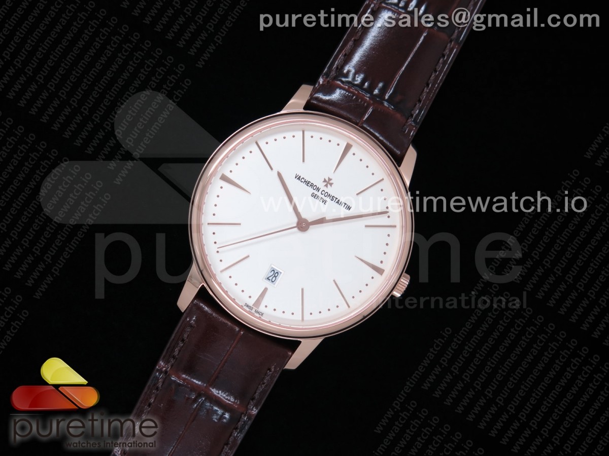 FK공장 바쉐론콘스탄틴 패트리모니 로즈골드 금통 화이트다이얼 가죽스트랩 Patrimony Date RG White Dial on Brown Leather Strap MIYOTA 9015