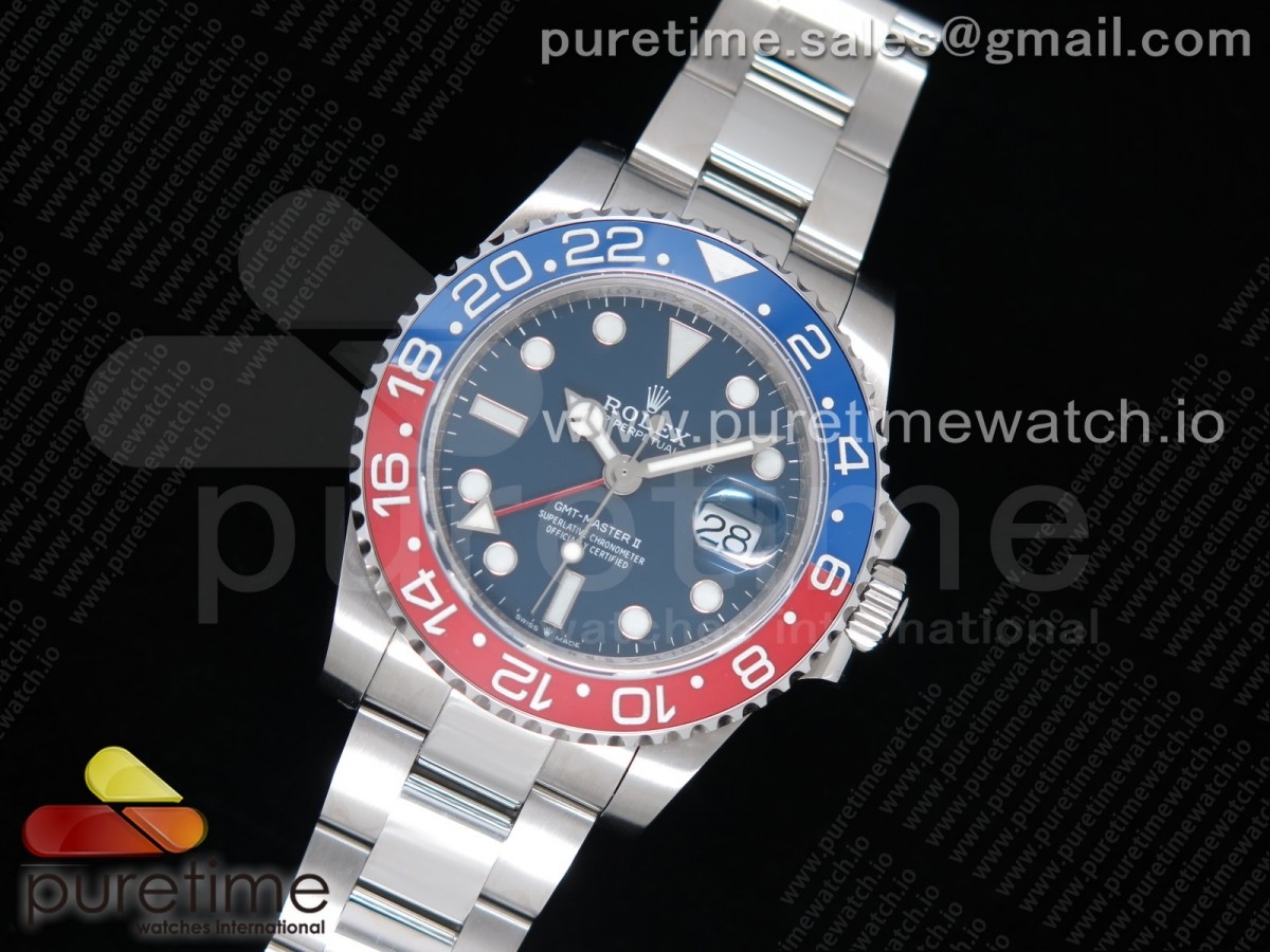 GM공장 롤렉스 GMT마스터2 블루앤레드 블루다이얼 브레이슬릿 GMT Master II 116719 BLRO Real Ceramic 904L SS Blue Dial on Bracelet A3186 (Correct Hand Stack)