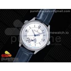 TWA공장 예거 마스터 지오그래픽 화이트다이얼 가죽스트랩 Master Geographic SS 1428530 White Dial on Blue Leather Strap A939