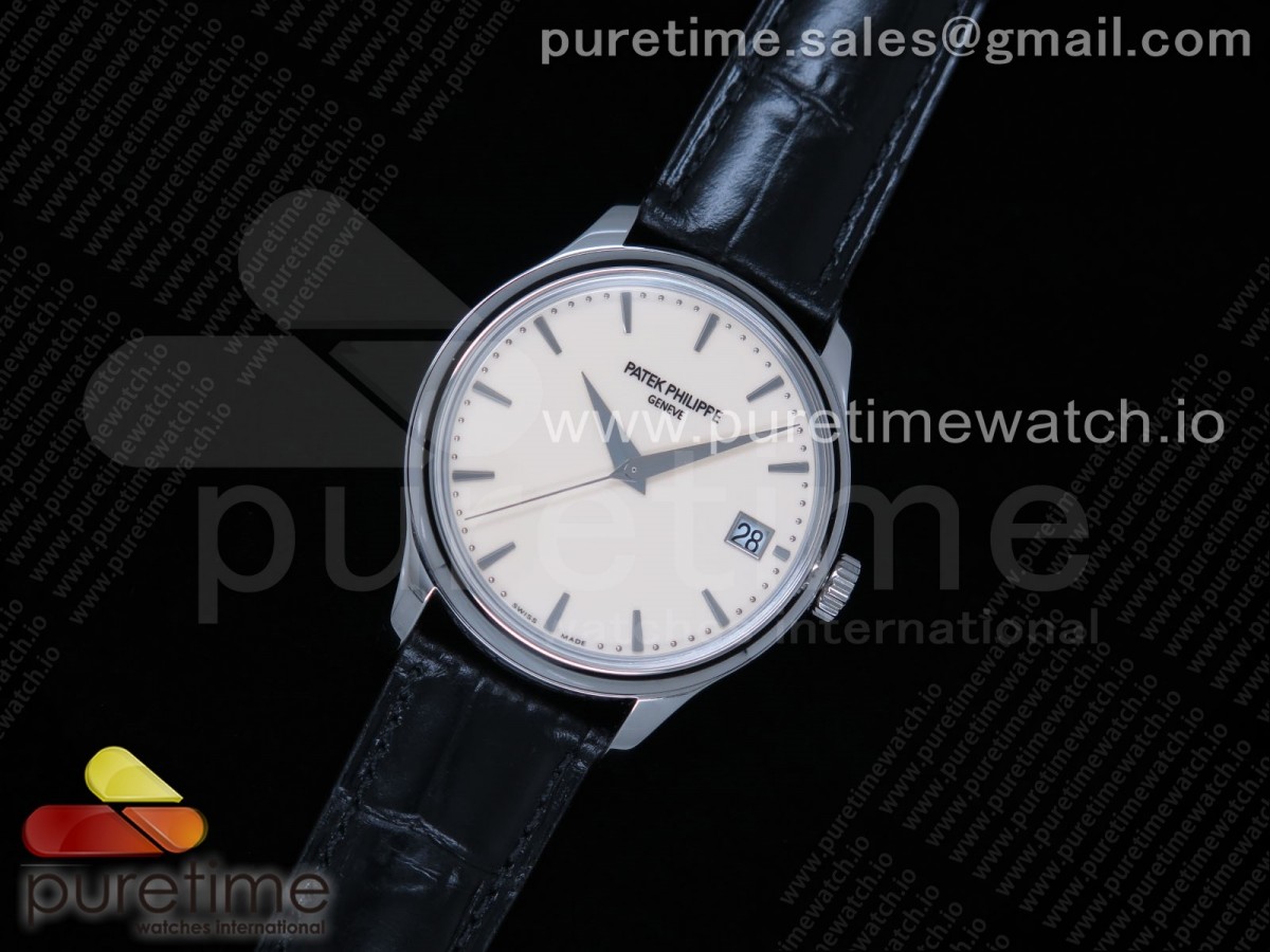 ZF공장 파텍필립 칼라트라바 아이보리다이얼 블랙가죽스트랩 Calatrava 5227 SS White Dial on Black Leather Strap 324CS