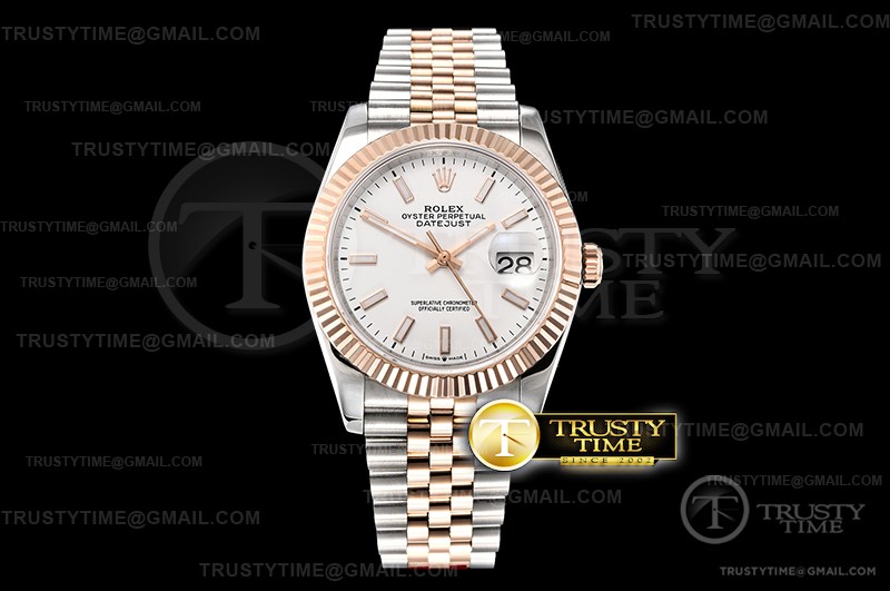 BP공장 롤렉스 데이저스트 36 로즈골드 콤비 화이트다이얼 브레이슬릿 DateJust 36mm Jub Flt RG/SS White/Stick BP A2813