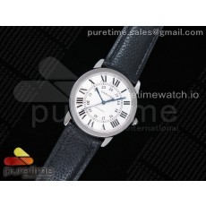 TW공장 까르띠에 롱드솔로 36MM 스틸 화이트다이얼 가죽스트랩 Ronde Solo De Cartier 36mm SS White Dial on Black Leather Strap ETA2671