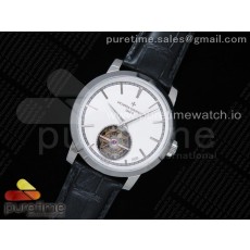 OX공장 바쉐론콘스탄틴 트레디셔널 뚜르비용 화이트다이얼 가죽스트랩 Traditionnelle Tourbillon SS White Dial on Black Leather Strap