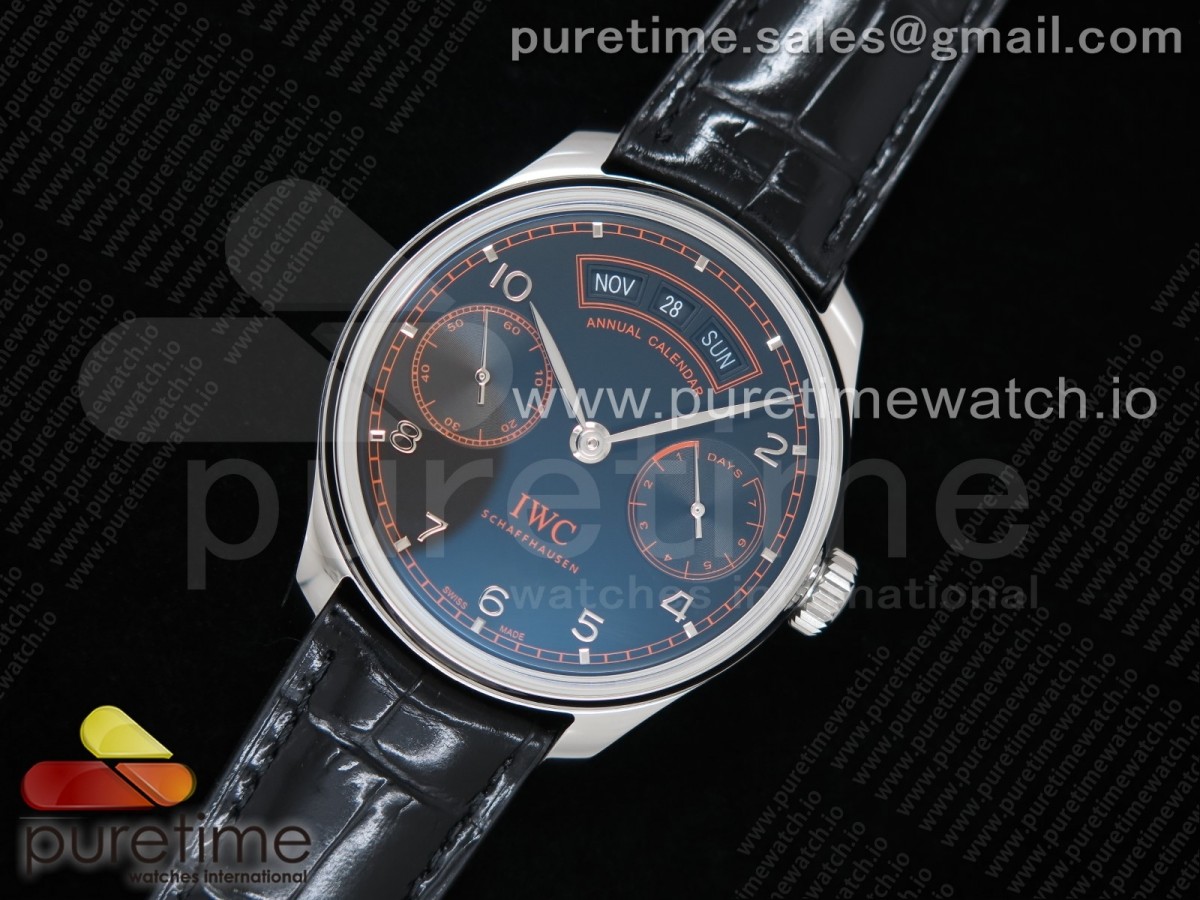 YL공장 IWC포르투기저 애뉴얼캘린더 파워리저브 블랙다이얼 가죽스트랩 Portuguese Real PR Real Annual Calendar Edition “Pisa” Black Dial on Black Leather Strap A52850