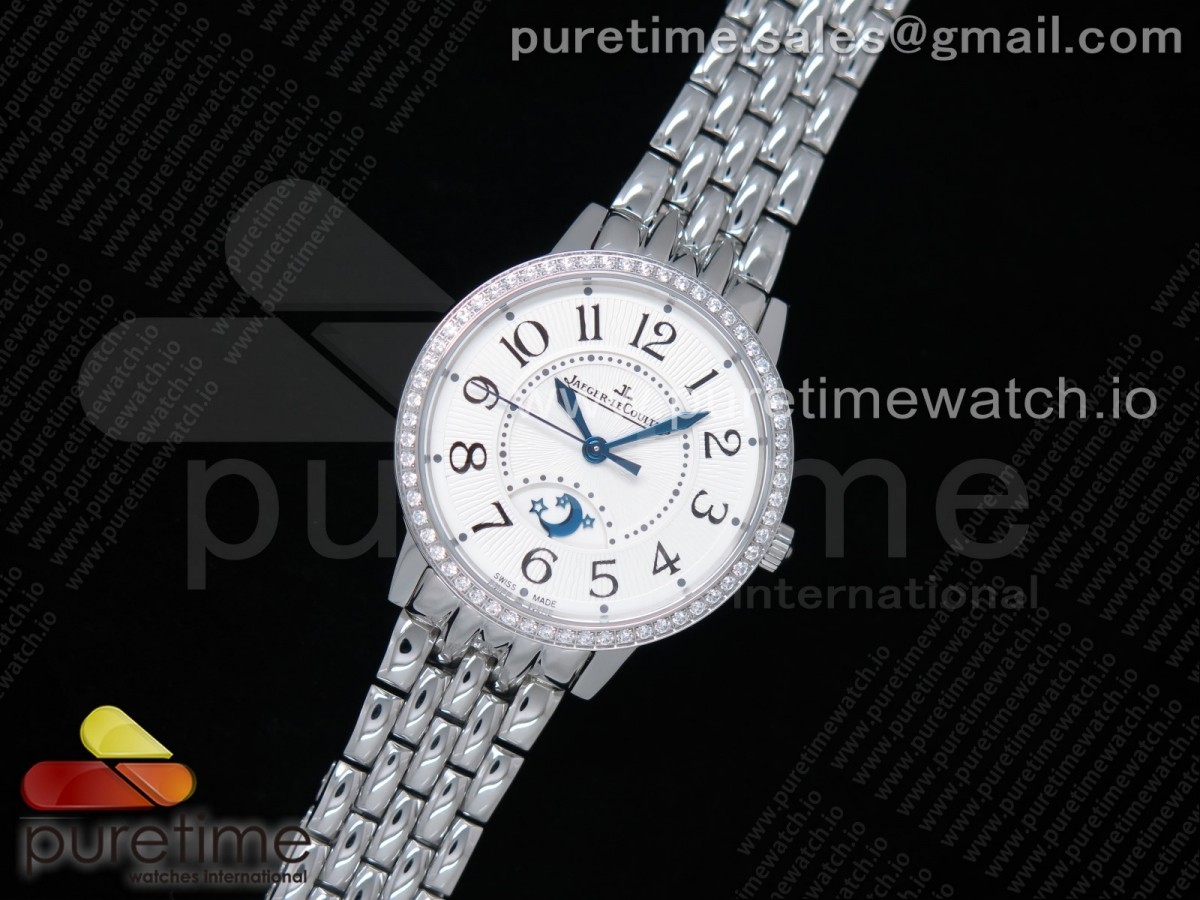 ZF공장 예거르쿨트르 랑데뷰 화이트텍스쳐다이얼 브레이슬릿 Rendez-Vous Night & Day SS WhiteTextured Dial Diamonds Bezel on SS Bracelet A898