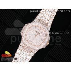 TW공장 노틸러스 로골 올다이어모델 Nautilus Jumbo 5711 RG TWF Full Paved Diamonds Dial Case and Bracelet A324