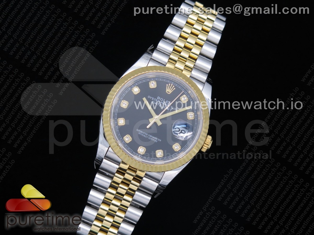 EW공장 롤렉스 데이저스트 36 옐로우골드콤비 블랙다이얼 쥬빌레브레이슬릿 DateJust 36 SS/YG 126233 Black Dial Diamonds Markers on Jubilee Bracelet A3235