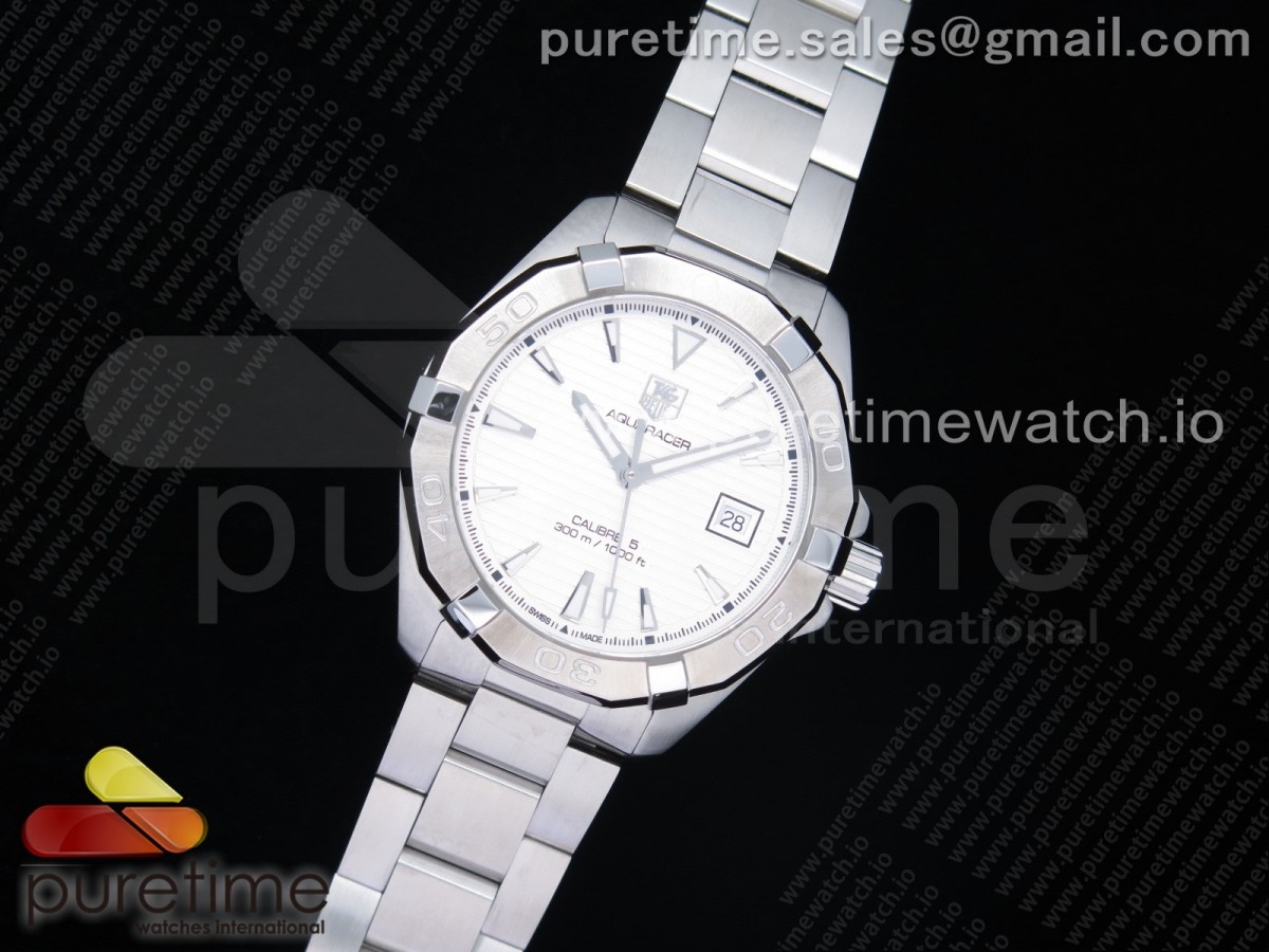 OX공장 태그호이어 아쿠아레이서 칼리버5 40MM 화이트다이얼 브레이슬릿 Aquaracer Calibre 5 SS 40.5mm SS Bezel White Dial on SS Bracelet A2824