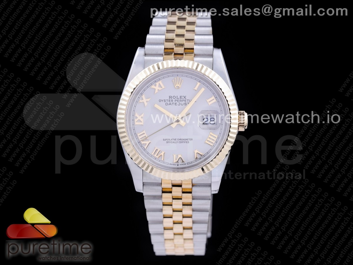 GM공장 롤렉스 데이저스트 36 옐로우골드콤비 포금 화이트다이얼 브레이슬릿 DateJust 36 SS/YG 126233 GMF Gold Wrapped 904L Steel White Dial Roman Markers on Jubilee Bracelet SA3235