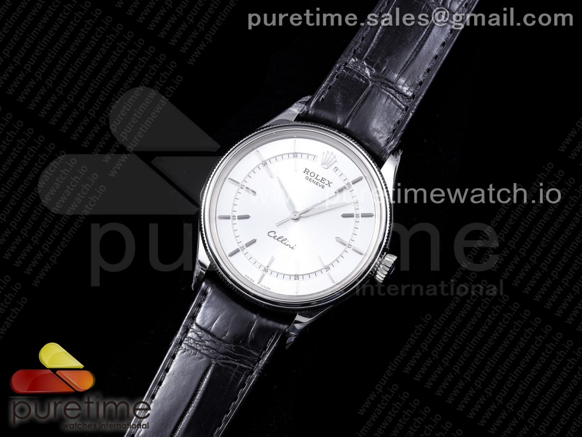 GM공장 롤렉스 셀리니 50509  화이트다이얼 가죽스트랩 Cellini 50509 SS White Dial Big Crown on Black Leather Strap SA3132