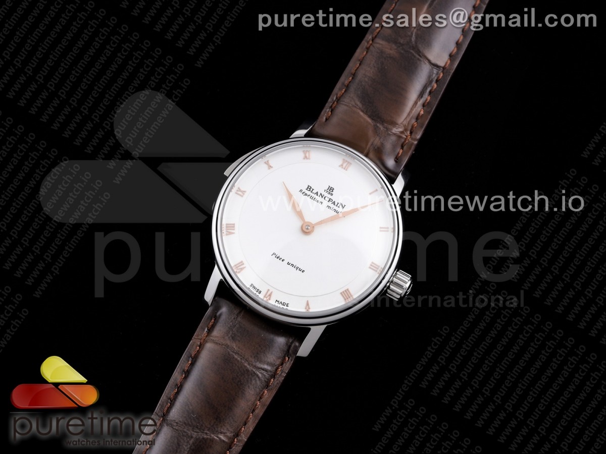 XB공장 블랑팡 화이트다이얼 가죽스트랩 Sexual Revolution Erotic Watch SS XBF White Dial Gold Markers on Brown Leather Strap A23J