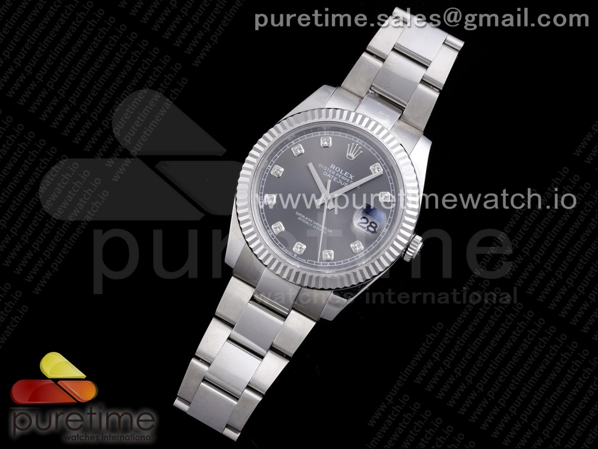 RE공장 롤렉스 데이저스트 41 그레이다이얼 브레이슬릿 New DateJust 41 126334 SS Gray Dial Diamonds Markers on Oyster Bracelet A3235 Clone