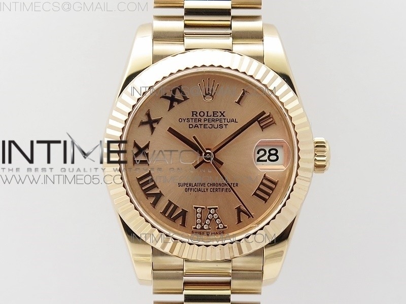 BP공장 롤렉스 데이저스트 31 로즈골드 금통 로즈골드다이얼 브레이슬릿 2813 Datejust 31mm 278275 RG RG Roman Markers Dial @6 Dia on RG President Bracelet