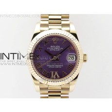 BP공장 롤렉스 데이저스트 31 로즈골드금통 퍼플다이얼 브레이슬릿2813 Datejust 31mm 278275 RG Purple Roman Markers Dial @6 Dia on RG President Bracelet