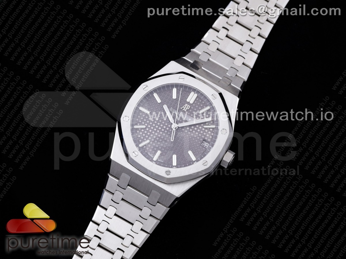 OM공장 V2 15500 그레이다이얼 브레이슬릿 Royal Oak 41mm 15500 SS Gray Textured Dial on SS Bracelet MIYOTA 9015 V2