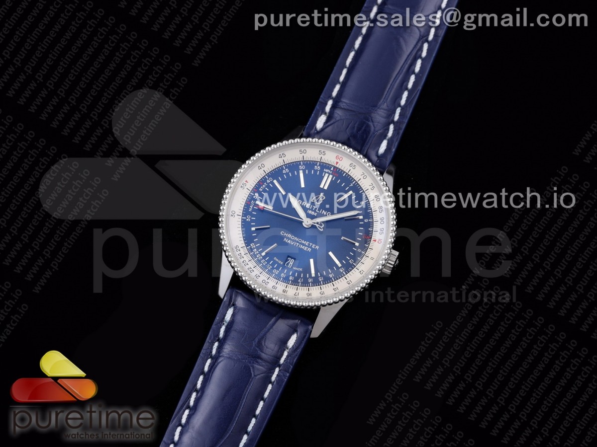 V7공장 브라이틀링 내비타이머 블루다이얼 가죽스트랩 Navitimer 1 SS 41mm SS Bezel Blue Dial on Blue Leather Strap A2824