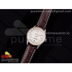 TF공장 38MM 브라이틀링 내비타이머 로골 화이트다이얼 악어가죽스트랩 Navitimer 1 SS 38mm RG Bezel White Dial on Brown Croco Strap A2824