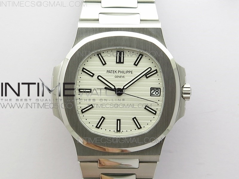 PP공장 V4 노틸러스 점보 화이트다이얼 브레이슬릿 Nautilus Jumbo 5711 Super Replication White Textured Dial on SS Bracelet PPF324 PPF공장