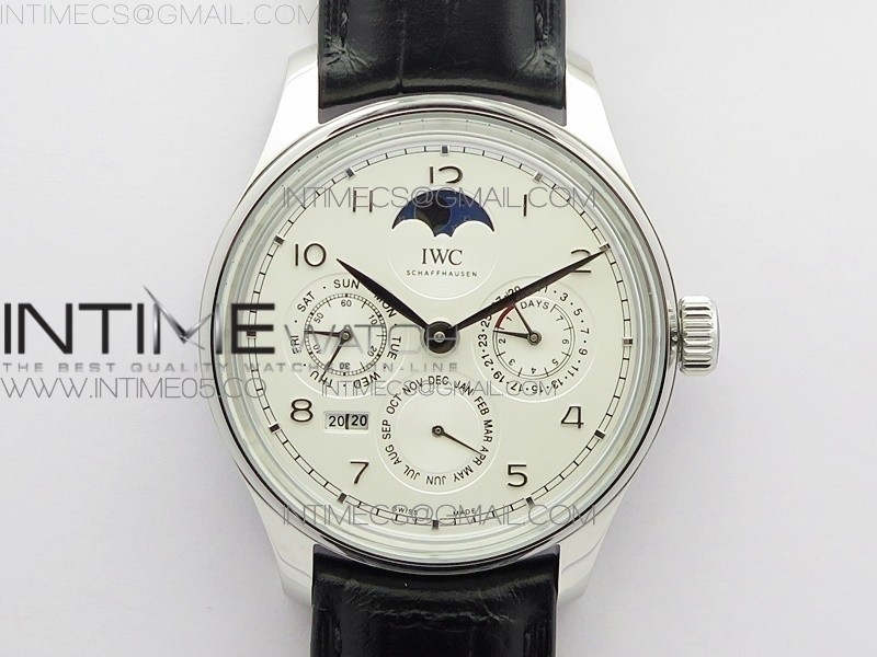 V9공장 포르투기저 애뉴얼캘린더 화이트다이얼 가죽스트랩 Portuguese Real PR Real Annual Calendar IW503305 V9F Best Edition White Dial Black Leather Strap A52610