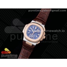 3K공장 노틸러스 로골 블루다이얼 가죽스트랩 Nautilus 5980 SS/RG 3KF Best Edition Blue Dial on Brown Leather Strap A7750