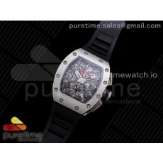 KU공장 V3 RM011 크리스탈다이얼 러버 RM011 SS Chrono Best Edition Crystal Dial Black on Black Rubber Strap A7750 V3