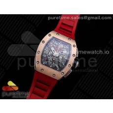 KU공장 V3 RM011 로골 크리스탈다이얼 러버 RM011 RG Chrono Crystal Dial Black on Red Rubber Strap A7750 V3