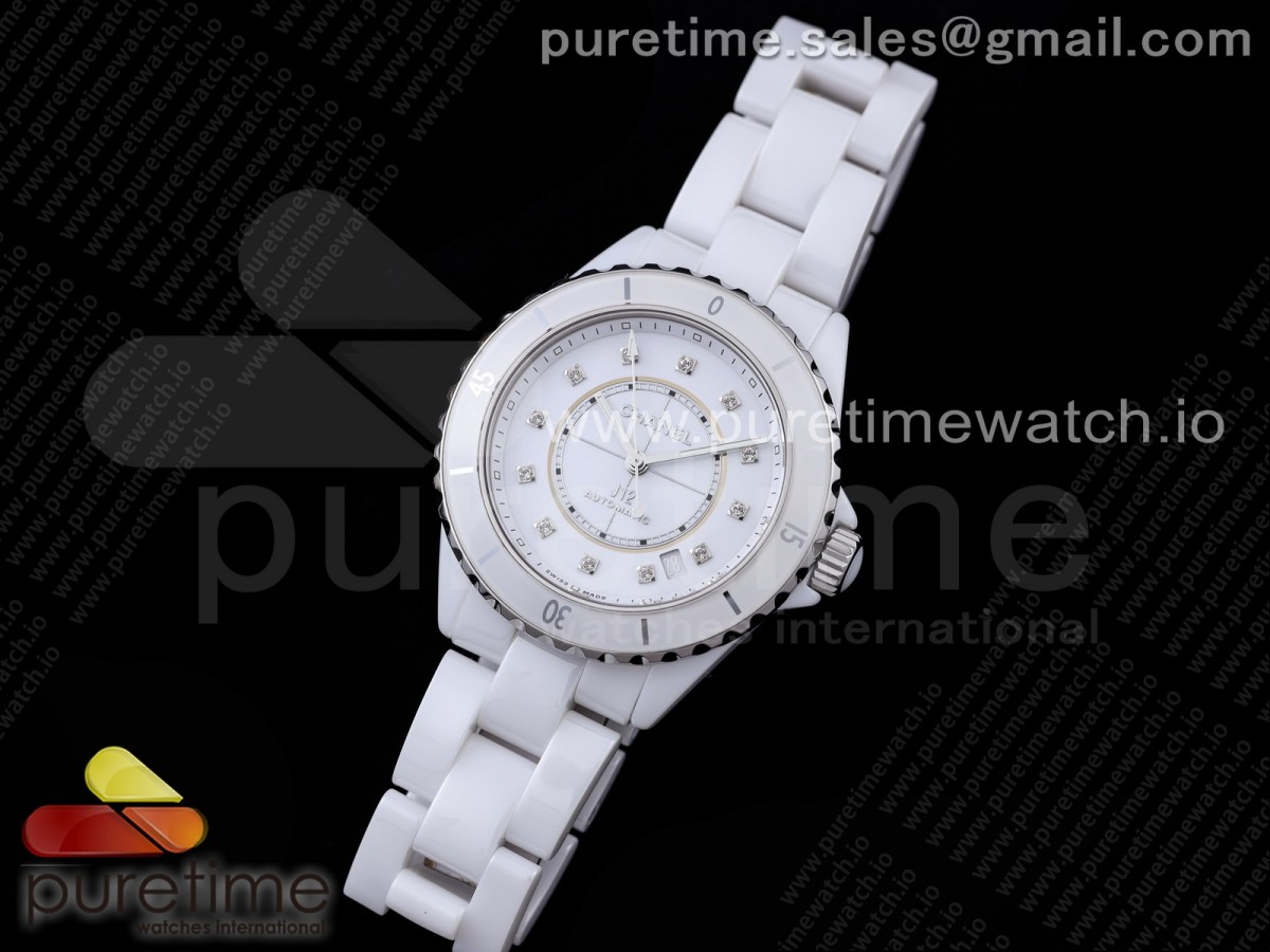 BV공장 샤넬 38 세라믹 화이트다이얼 H5705 38mm BVF 1:1 Best Edition White Ceramic White Diamonds Dial on Bracelet MIYOTA 9015